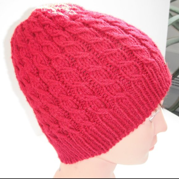 Hand Knitted Hat Toque One Size Acrylic Burgundy - 005 Hand knit by me - Picture 5 of 10